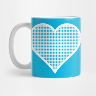 Blue and White Gingham Heart Mug